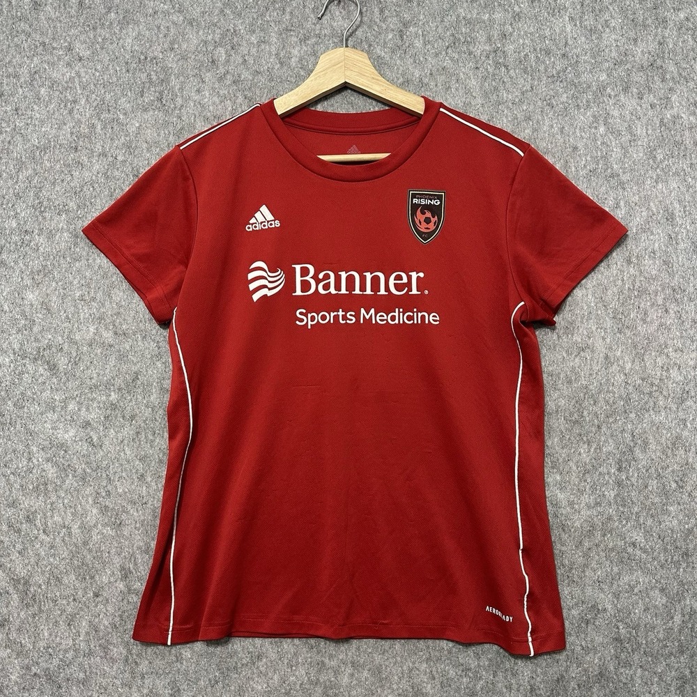 Adidas‎ Phoenix Rising FC Women's Large Red Soccer Jersey #27 Banner AEROREADY